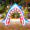 KOOY 13FT Giant Shark Inflatable Arch with Built-in LED Lights, Summer Outdoor Pool Party Decor, Waterproof Summer Inflatables Decorations for Beach, Backyard, Garden