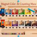 Poycuna Magnetic Color and Number Maze Board Wooden Montessori Fine Motor Skills Toys for 3 4 Year Old Preschool Learning Activities Classroom Must Haves Sorting Travel Toys for Toddlers Boys Girls