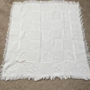 Vintage Babycrest woven acrylic fringe baby blanket