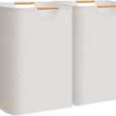 STORAGE MANIAC 2-Pack Large Laundry Hamper, 100L (26.4 Gal) Collapsible Laundry Basket with Bamboo Handles, Freestanding Waterproof Clothes Hamper for Laundry Room, Bedroom, Dorm, Towels, Toys, White