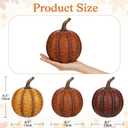 6 Inch Large Artificial Pumpkins, 3 Pcs Fall Pumpkin Decor Orange Clay Brown Dark Red Faux Resin Pumpkins Woven Pumpkin Centerpiece for Rustic Farmhouse Fall Thanksgiving Autumn Harvest Table Decor