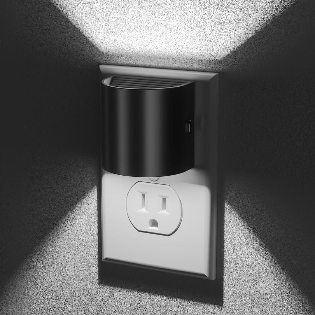 Night Light, Night Lights Plug into Wall, 2 Pack, Dim LED Nightlight with Dusk to Dawn Sensor, 5000K Daylight White Dimmable Plug in Night Light, Up & Down Lighting for Bedroom, Bathroom, Hallway