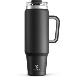 Meoky 40 oz Tumbler with Handle and Straw, Insulated Tumbler with Lid and Straw, Stainless Steel Travel Mug, Keeps Cold for 34 Hours, 100% Leak Proof, Fits in Car Cup Holder (Night)