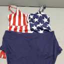 Zando Tankini Swimsuits for Women 2025 Ribbed Ruched Bathing Suit Top with High Waisted Bottom Two Piece Slimming Swimsuit (4-6, American Flag Swimsuit)