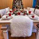 Faux Fur Table Runner, White Fur Table Runner for Christmas Winter Decor, Luxury Soft Table Runners for Dining Table, Dresser, Coffee Table, Wedding & Holiday Party Decor(11.8 x 59.0 Inch)