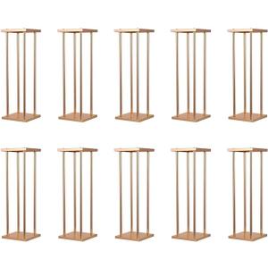10 Pcs Wedding Flower Stand Metal Vase Stand with Plates Gold Floor Metal Column Gold Rectangular 7.87" x 7.8 7"x 23.6" Flower Display Stands Table Flower Stands for Wedding Party Events Table Decor (23.6 inch Tall)