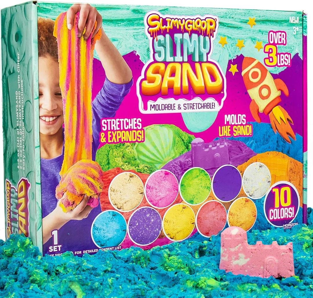 SLIMYGLOOP SLIMYSAND Value Pack by Horizon Group USA, Includes Over 3 lbs. of Stretchable, Expandable, Moldable, Non-Stick Slimy Play Sand in Resealable Bags, 10