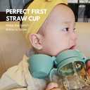 GROSMIMI Flip Top Spill Proof Sippy Cup, PPSU, BPA Free, 6 oz, Stage 2 Straw for Toddlers (Olive)