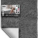 Hearth & Harbor Bathroom Rugs, Chenille Bath Mat - Machine Washable Bath Mats for Bathroom Non-Slip Backing Rubber, Quick Dry Bathroom Mat (Grey)