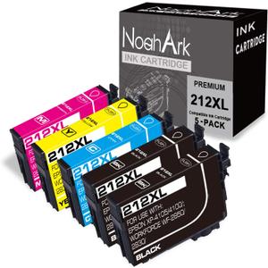 5 Packs 212XL Remanufactured Ink Cartridges Replacement for Epson 212 T212XL High Yield for Workforce WF-2830 WF-2850 Expression Home XP-4100 XP-4105 Printer (Black Cyan Magenta Yellow)