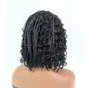 Knotless Boho Braids Wig for Black Women Heat Soft Synthetic Short Bob Box Braided Wig Half Curly Half Braided Wig African Crochet Braids Wigs (12 inches, New Middle Black)