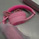 Wired Headphones with Microphone, K16 On-Ear Headphones for Kids with 3.5MM Jack, Foldable Stereo Bass Headphone for Teens School Amazon Kindle, Fire, Chromebook, Tablet (Pink Red)