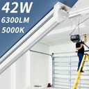 12-Pack T8 LED Shop Light 4FT, 42W 6300 Lumen 5000K Daylight, Linkable and Plug and Play Lights for Garage Ceiling Workshop Commercial Lighting, Non-Dimmable