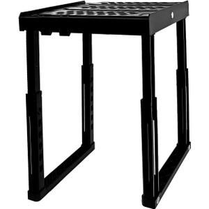 Piffny Locker Organizer Shelf Adjustable Width and Height, Stackable, Ideal Locker Shelf for School, Office, Gym Lockers, or Even Kitchen Cabinets & Under Sink Organization (Black)