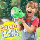 Kids Bubble Gun 2 Pack Dino Bubble Machine Gun for Toddlers with 4 Solutions Outdoor Toys Automatic 13-Hole Bubbles for Kids Blower Maker Easter Basket Stuffers Valentines Gift Party for Boys Girls