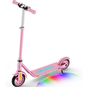 Electric Scooter for Kids Ages 6-12, 150W Hub Motor, 10 mph, Colorful Lights, LED Display, Dual Brake System, 4 Height Adjustable Kids Electric Scooter, Best Gifts for Kids