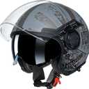 TRIANGLE Full Face Motorcycle Helmets,Off-Road Motocross Helmet for Men & Women,Dual Visor with Internal Tinted Sunshield,Open Face 3/4 Adult Racing Helmet DOT Approved(L)