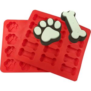 XL Dog Paw and Bone Mold Combo Pack - For Baking Paws and Bones - Silicone by MERRY BIRD