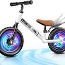 Toddler Balance Bike for 2-5 Year Old,Kids Balance Bike with Fender,Kids Bicycle for 2 3 4 5 Years Old Boy Girl Birthday Christmas Toy Gift,Adjustable Seat/Handlebar,Flat-Free LED Tires,10Min Assembly (White)