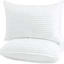 kingrest 100% Cotton Standard Size Bed Pillows for Sleeping, Set of 2,Soft and Supportive with Microfiber Filled, Hotel Collection, Cooling Pillows White