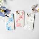 NITITOP Compatible with iPhone 13 Case Cute Lily Flowers Floral Butterfly for Women Girls Slim Fit Soft TPU Bumper Silicone Shockproof Full Camera Protective Cover - White