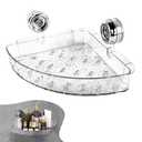 Clapery Corrugated Suction Cup Storage Holder, Triangle Suction Cup Shower Shelf, No Drill Wall Mount Organizer with Extra Strong Suction, Transparent Corner Shelf for Bathroom, Kitchen, Glass(suction cups not included)