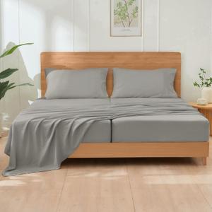 GOKOTTA 5 Pcs Split King Sheets Set for Adjustable Bed with Elastic Corner Straps, 16" Deep Pocket Sleep Number Sheets - Brushed Microfiber Polyester - Soft, Breathable, Wrinkle-Free - Grey