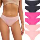 Seamless Underwear for Women No Show Panties Invisibles Briefs Soft Stretch Bikini Underwears 6 Pack, Size Large