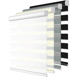 Blackout Cordless Zebra Blinds for Windows, Blinds for lndoor, Light Control, Easy to Instal, UV Protection, for Home, Offices and Door, Roller Shades, Custom Sizes,White, 24" W x 36" H