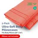 Body Pillowcases Set of 2-20x54 Long Body Pillow Case - Soft Body Pillow Cover for Sleeping & Side Sleepers - Comfy, Wrinkle & Fade Free - Machine Washable w/Envelope Enclosure Coral
