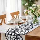 Preboun 2 Pcs Wonderland Tea Party Decoration 15" x 70" Clock Table Runner Decor Wonderland Curious Clock Table Runner Decoration for Birthday Wedding Dinner Party Favor Supplies (Black and White)