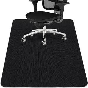 Sycoodeal Office Chair Mat for Hardwood Floor,Office Computer Gaming Chair Mat for Tile Floor,Large Floor Protector Rug,Anti-Slip,Easy to Clean,Pure Black(48"x55")