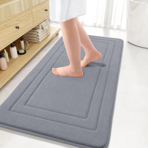 Arotive Memory Foam Bathroom Rug Mat 47x24, Ultra Soft and Absorbent Bath Mat, Machine Wash Dry, Comfortable Bath Rug Carpet for Bathroom Floor, Tub and Shower, Medium Grey