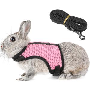 PETTOM Bunny Rabbit Harness with Stretchy Leash Cute Adjustable Buckle Breathable Mesh Vest for Kitten Small Pets Walking (Pink,XS) (Xs(chest:7.87-10.6 In))