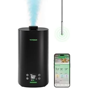VIVOSUN AeroStream H05 Intelligent Wi-Fi Humidifier, 1.32 Gal / 5 L Humidifier with Temp & Humidity Probe, Smart Remote Control, Designed for Growers, Black