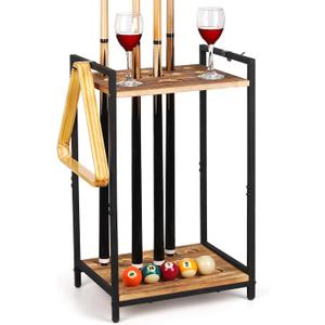 Pool Stick Holder - Freestanding Pool Cue Holder Floor Stand Wooden Cue Stick Holder 10-Hole Billiard Cue Racks for Game Room Billiard Room Decor Club Pool Table Accessories