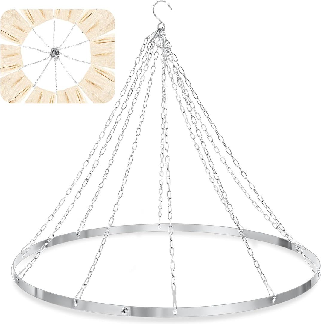 24 Inches Silver Metallic Ceiling Drapes Hanging Kit for 10 Panels Wedding Ceiling Drapes Canopy Hoop Metal Hardware Kit for Draping Fabric Indoor Outdoor Decorations Photo Backgrounds