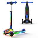 2-in-1 Adjustable Kick Scooter for Kids 3-5 (Suitable 3-12 Years),5-Level Handlebar & Removable Seat, LED Light-Up Wheels, Wide Deck, Foldable Design for Indoor/Outdoor Use - Girls & Boys