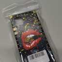 for Samsung Galaxy a12 Case, Samsung a12 Case with Kickstand Ring Strap Lanyard, Luxury Lip Kiss Cute Elegant Design Shockproof Soft TPU Protective Cover, for Galaxy a12 Case (Black Lips)