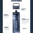 LifeStraw Go Series Water Filter Bottle - BPA-Free, Removes Bacteria, Parasites, Microplastics, Improves Taste, 22oz, Aegean Sea
