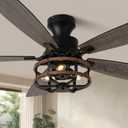 52" Flush Mount Farmhouse Ceiling Fan with Light & Remote Control