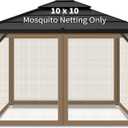 Gazebo Replacement Mosquito Netting Outdoor Universal Gazebo Canopy 4-Panels Screen Sidewalls with Zipper for Patio Garden (Brown, 10x10)