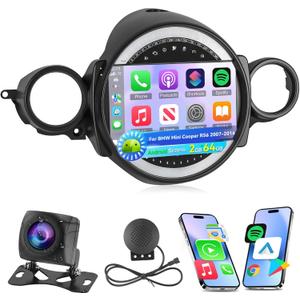 [2+64G] NHOPEEW for Mini Cooper R56 2007-2014 Car Radio with Wireless Carplay and Android Auto - 9 Inch Touch Screen Android Car Stereo - DSP/WiFi/GPS Navi/SWC/Bluetooth + AHD Backup Camera
