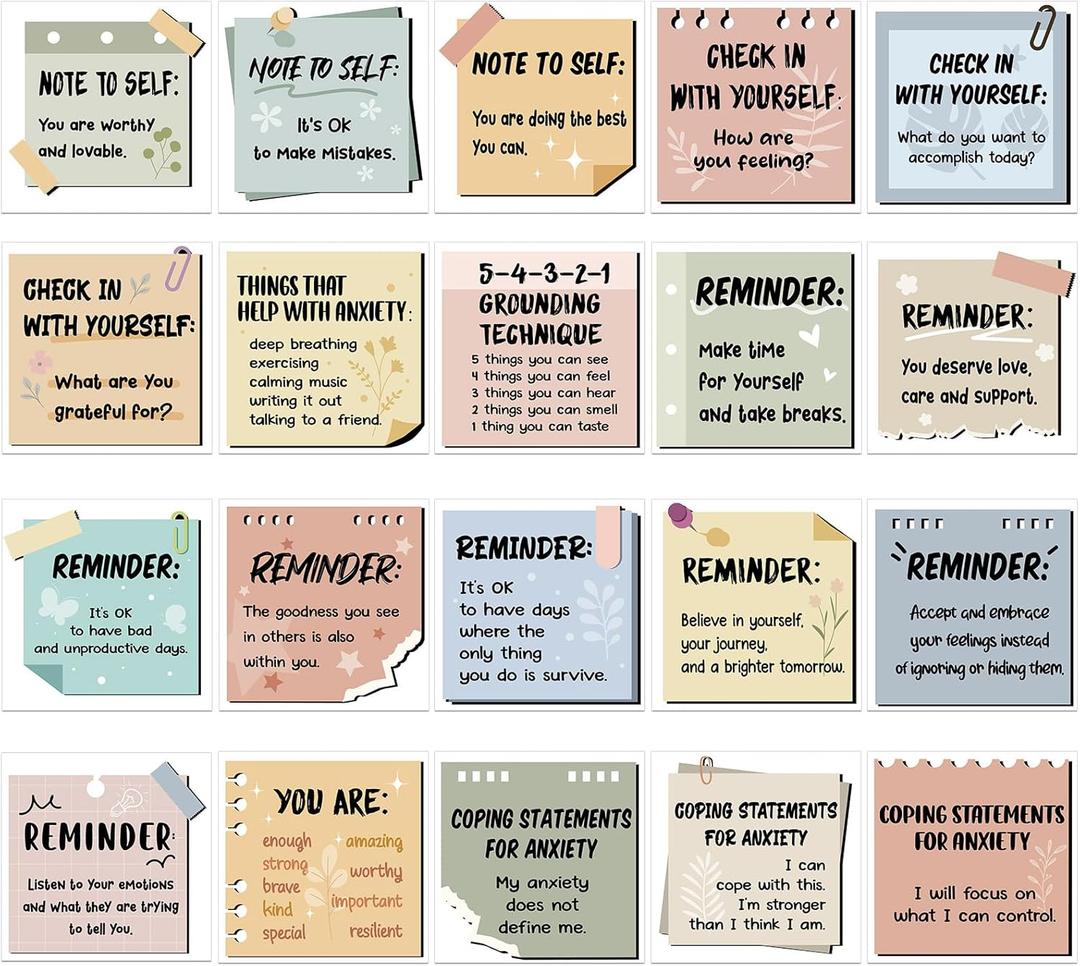 300 Pcs Mental Health Stickers Motivational Affirmation Stickers Mental Health Awareness Items Positive Waterproof Laptop Bottle Feelings Decor for Mindfulness Train Adult Employees(Warm Color)