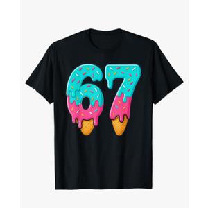 67 Ice Cream Drip Meme Funny Six Seven Gen Alpha Slang T-Shirt M
