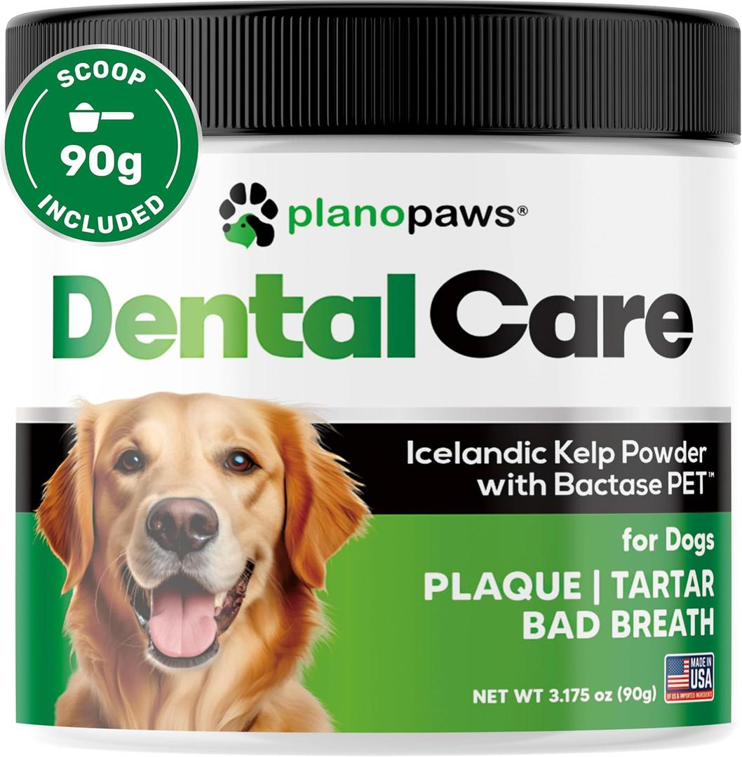 Dog Teeth Cleaning Powder - Plaque and Tartar Remover - Dental Powder with Bactase PET - Breath Freshener for Overall Dental Care - Supports Mouth, Teeth, and Gum Health for All Ages and Sizes (3.17 Ounce (Pack of 1))