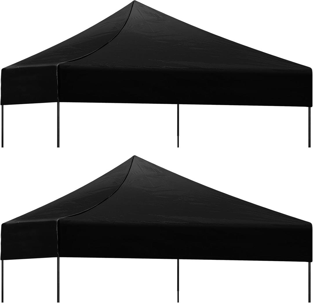 Amylove 2 Pieces 10x10 Canopy Replacement Top Waterproof Canopy Cover Replacement Pop up Outdoor Tent Parts for Garden Patio Camping Sun Protection, Top Only(Black)