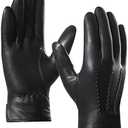 Harssidanzar Leather Gloves for Men,Winter Sheepskin Driving Gloves Cashmere Lined (Black(100% Cashmere Lined, XL)