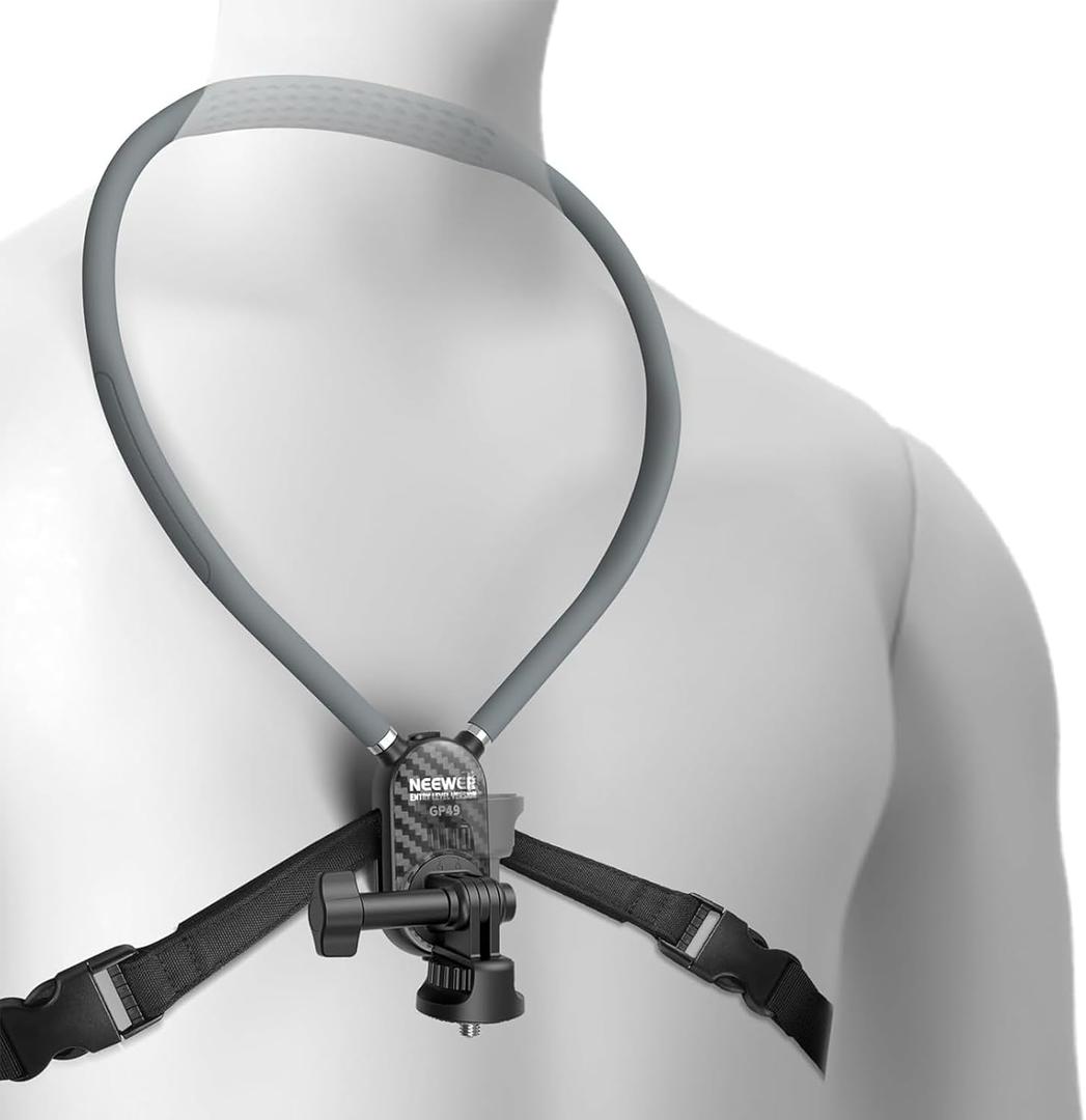 NEEWER Neck Mount Compatible with GoPro DJI Insta 360 Action Cameras, Quick Release Neck Holder with Air Cushion & Adjustable Chest Strap, Accessories Kit for POV Vlogging Video Recording, GP49