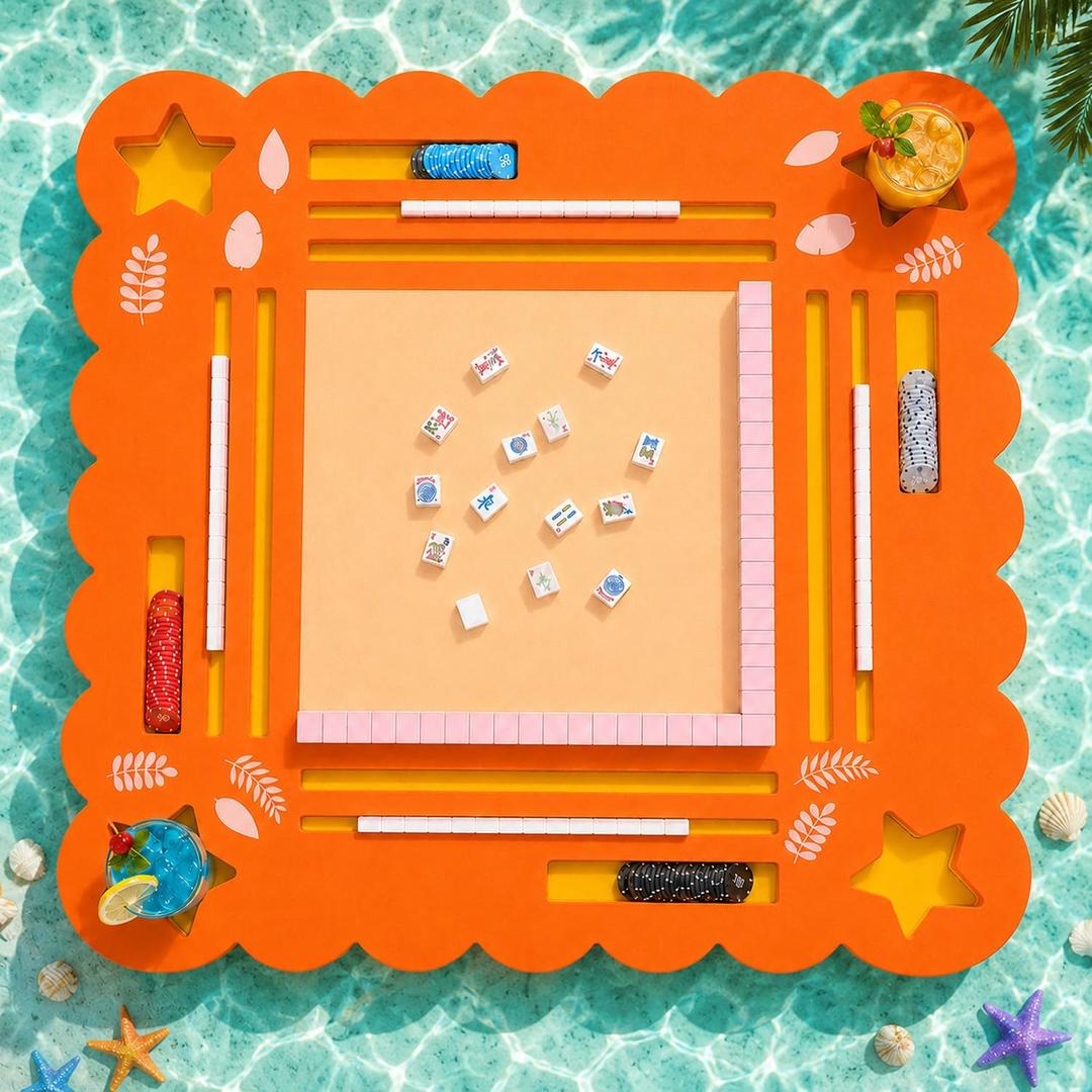 36-Inch Floating Mahjong Table for Pool with Tile Grooves, 36" Extra Large